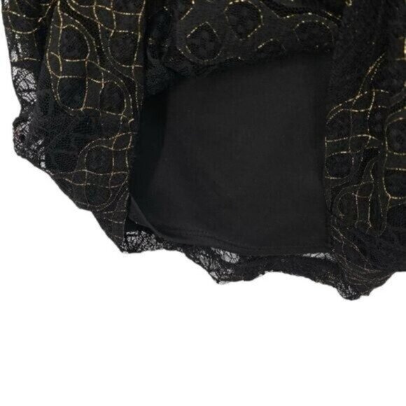 Black Lace Metallic Gold Vamp Bodycon Cocktail Dress Whimsigoth Witchy - Picture 10 of 16